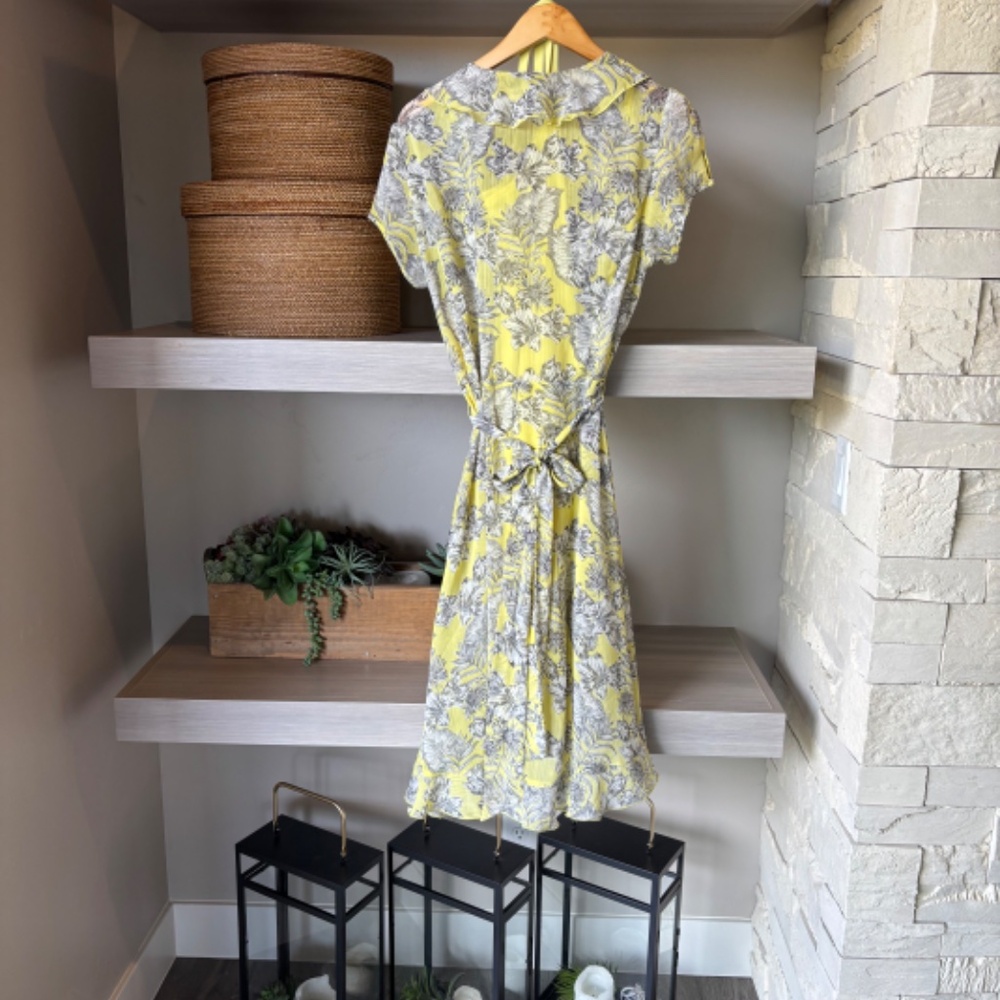 MSK - Chiffon Ruffle Sundress in Yellow & Grey - Picture 4 of 9